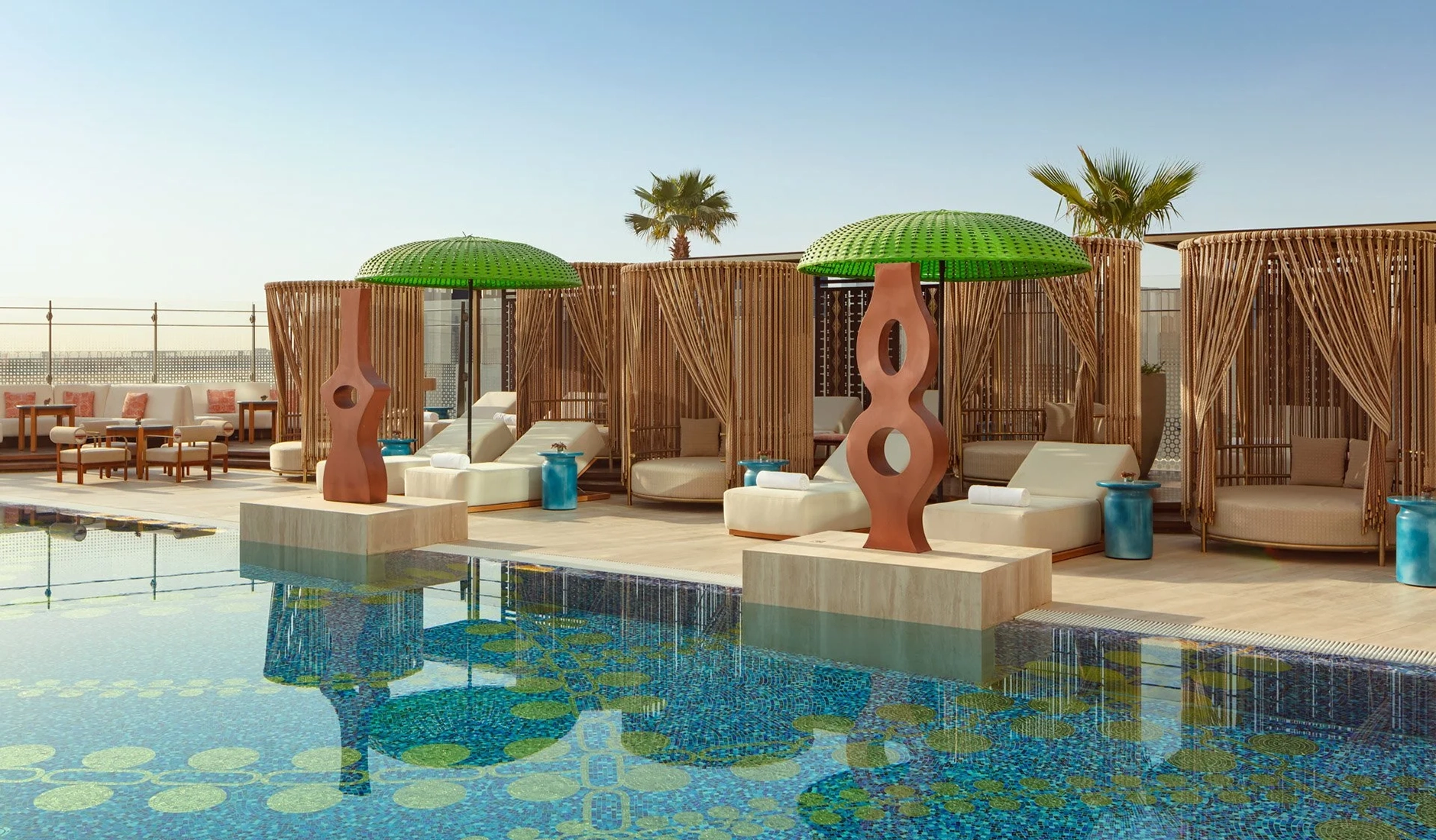 Outdoor swimming pool at the WET Deck at W Riyadh – KAFD